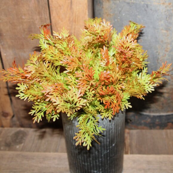 NEW Rustic Corrugated Metal Zinc Farmhouse Cylinder Can Vase w/Fall Greenery - Picture 2 of 3